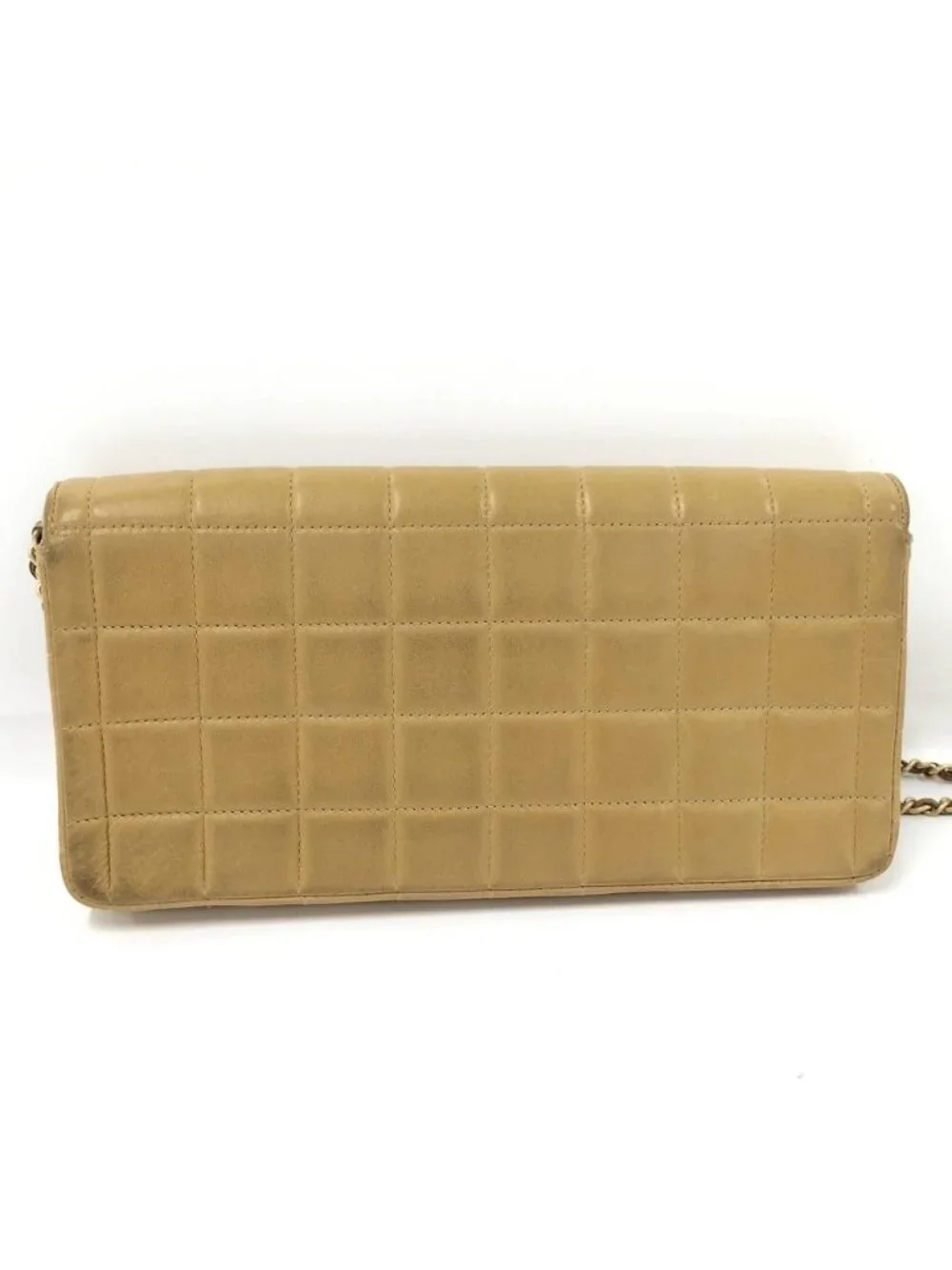 Chanel Chain Shoulder Bag Choedge Coat Turnlock Lambskin Leather Beige